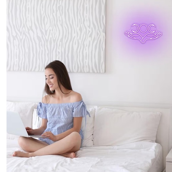 Purple Triple Moon Hands LED Neon Wall Sign Aesthetic Room Decor - Picture 7 of 7